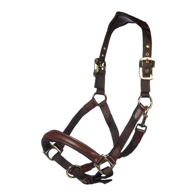 Halsband voor paard leer en nylon HKM Luna