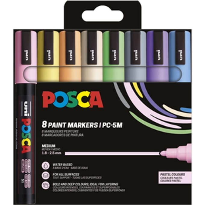 Paintmarker Uni POSCA PC5M medium pastel assorti set à 8 stuks
