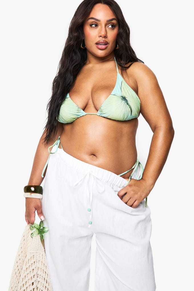boohoo Dames PLUS VLINDER OVERSIZED PRINT DRIEHOEK BIKINI | Maat: 26
