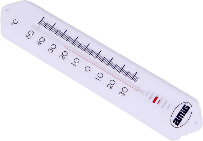 Wandthermometer Analoog - Temperatuurmeter Buiten - Tuin Temperatuur Meten - Groot Formaat Afleesbaar - 190 mm Lengte - Wit