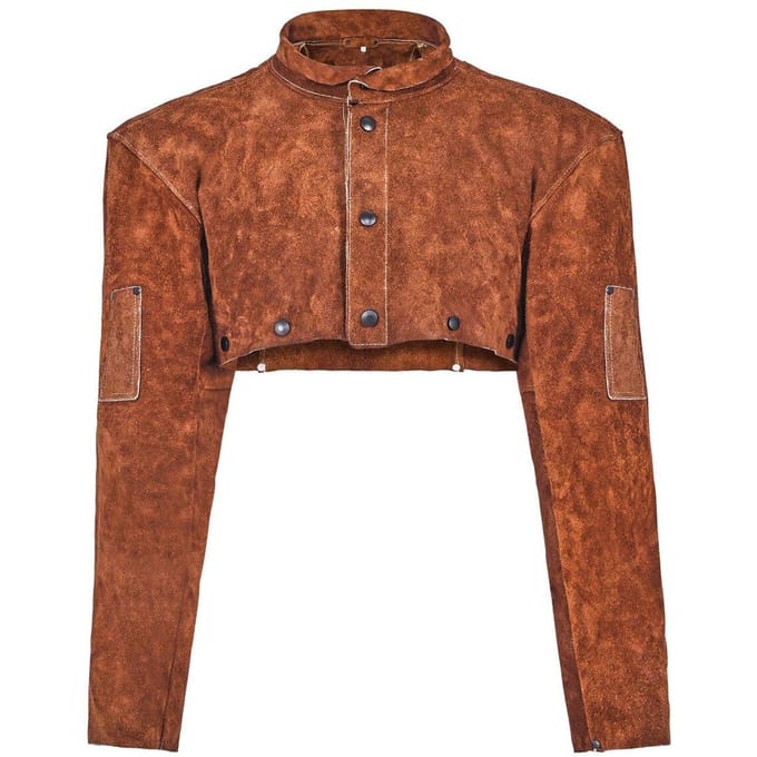 Leren Las Cape Mouw Heavy Duty Vlamvertragende Cape Mouw XL-Maat brown