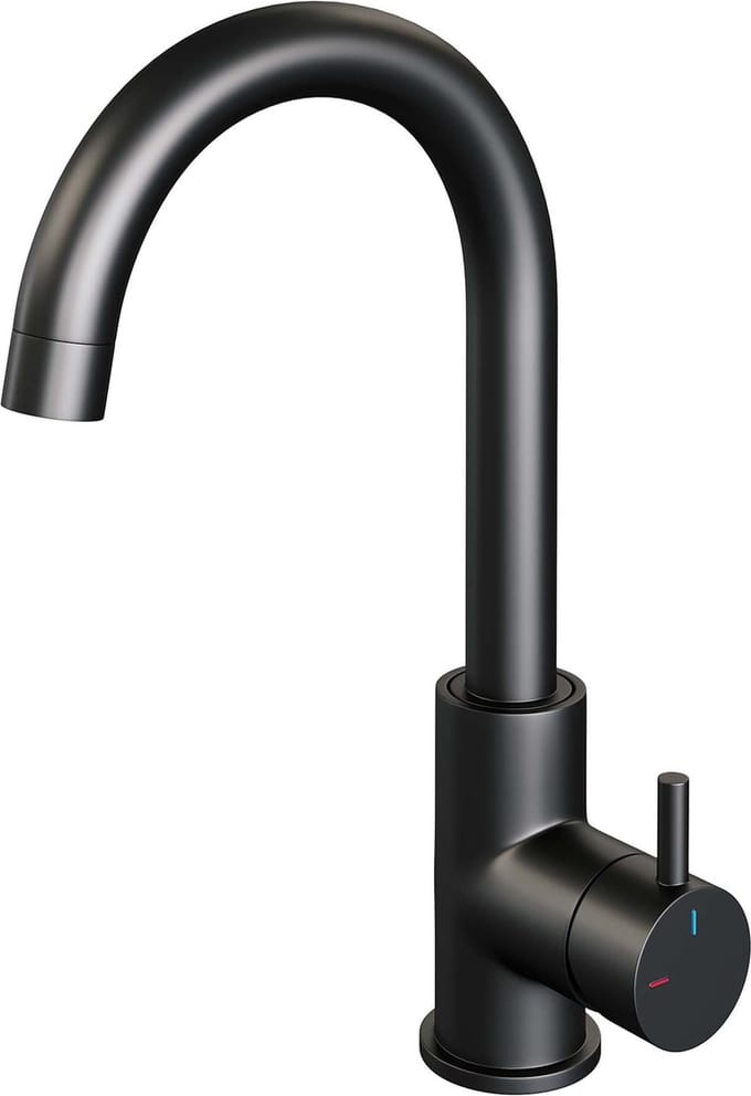 Brauer BlackEdition Wastafelmengkraan opbouw - hoog - draaibaar - ronde uitloop - model b - mat zwart