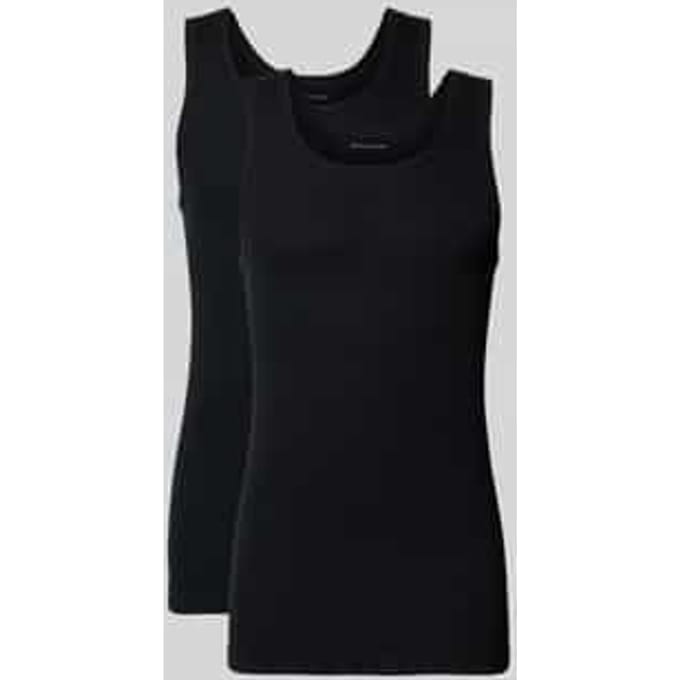 Tom Tailor - Tanktops met geribde structuur in een set van 2 - Maat M/5 - black uni