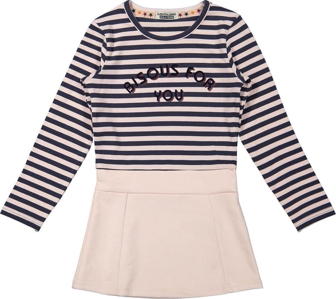 DJ Dutchjeans - Jurk - Powder pink+navy - Maat 92