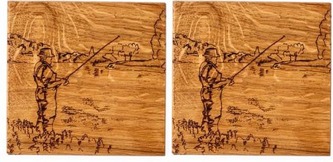 Onderzetters Sport Vissen - Schots Eikenhout - Scottish Made