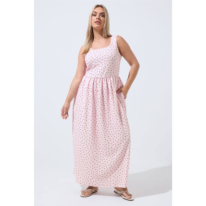 Limited Collection Roze Maxijurk Met Stippen Size 40