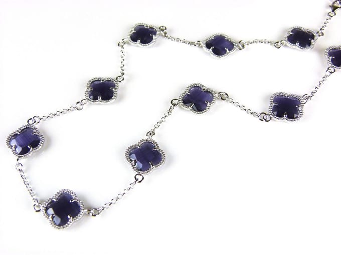 model 10 Fiori collier in zilver paarse klavers
