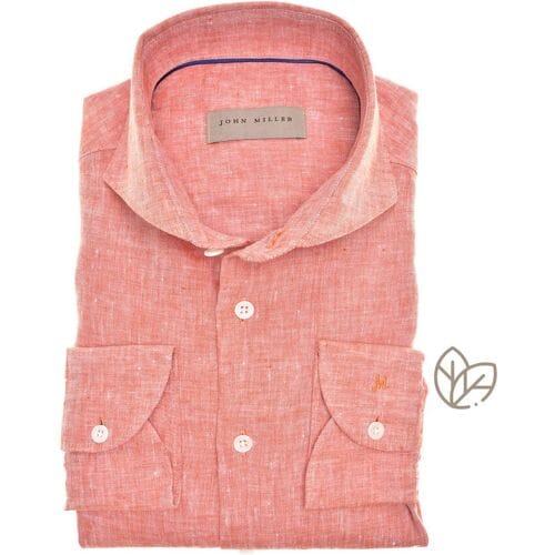 John Miller Overhemd Linen Weave Slim Fit Rood / male