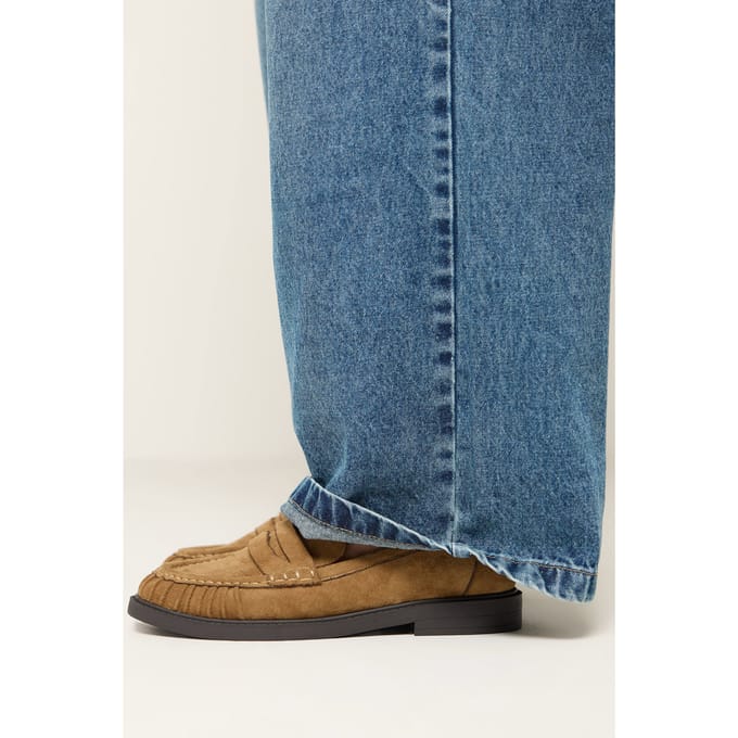 Yours Lichtbruine Loafers Van Imitatiesuède In Brede Eeepasvormsize 37EEE