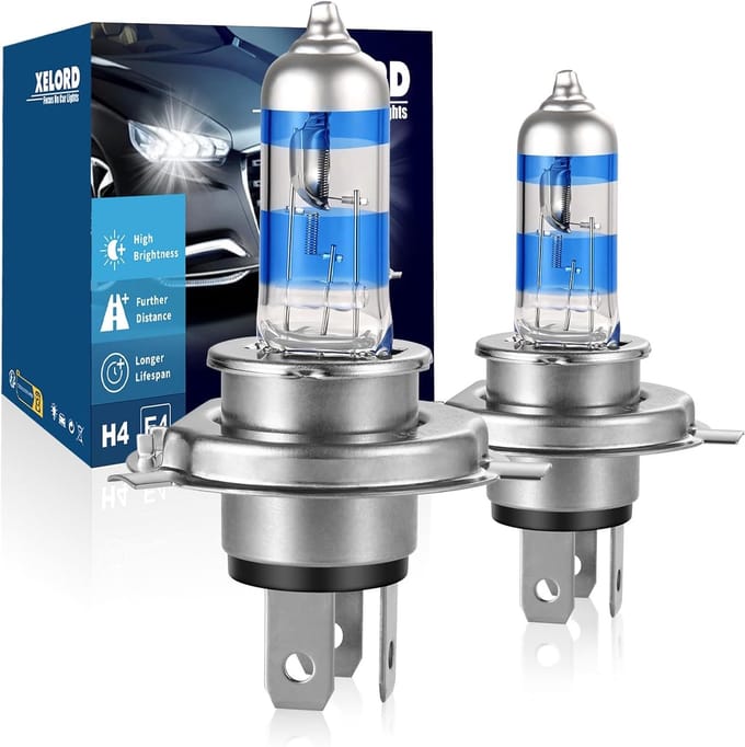 Set van 2 Halogeenlampen H4 Super Wit 55W 12V voor heldere verlichting