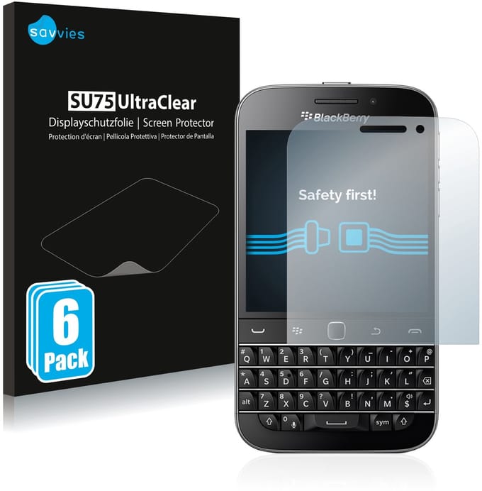 Savvies - Screenprotector voor Blackberry Classic Q20 - Folie Beschermfolie transparant 6 Stuks