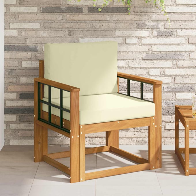 vidaXL - Buitensofa - Massief - Acacia - Hout - en - Polyester - Naturel