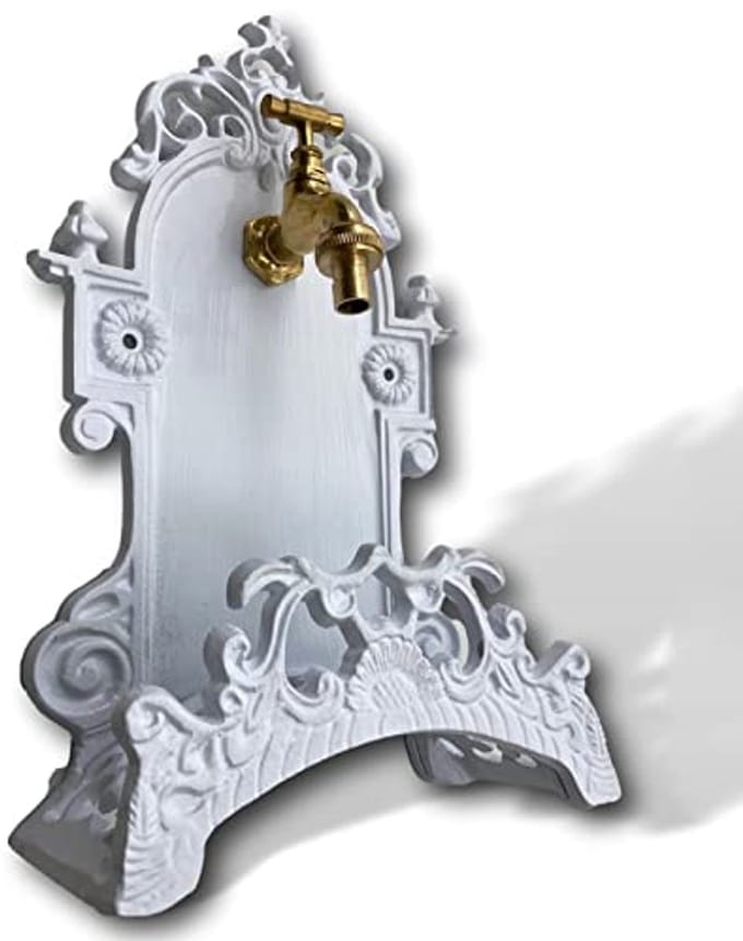 Aluminium Tuinslanghouder met Kraan - Antieke Stijl - 39cm