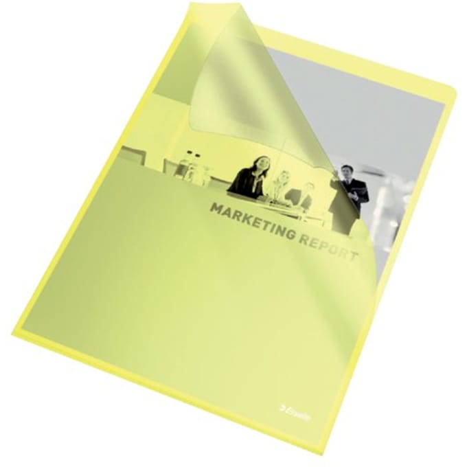 Insteekmap L-model Esselte standaard A4 0.11mm PP geel 100 stuks