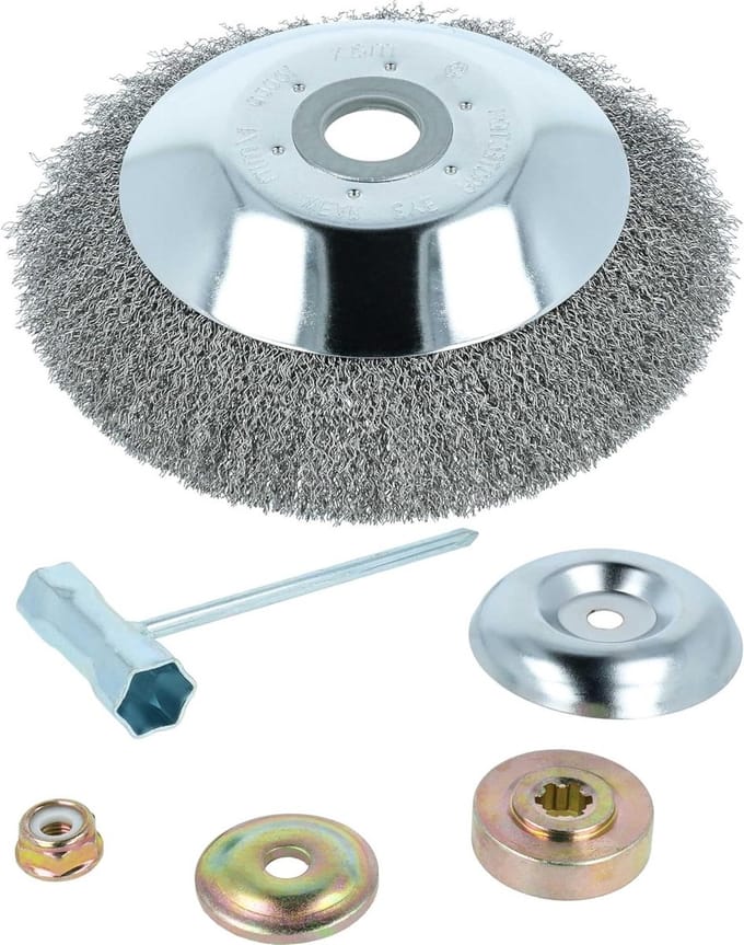 Onkruidborstel - Metaalborstel - Terras Reinigen - Met Accessoireset - 853 Grams - Zilver