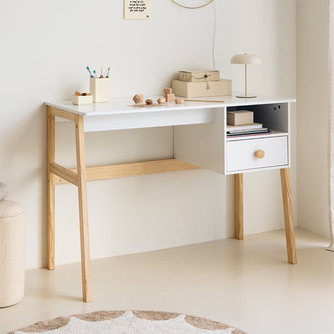 Petite Amélie Kinderbureau met opbergruimte «Cerise» | Wit