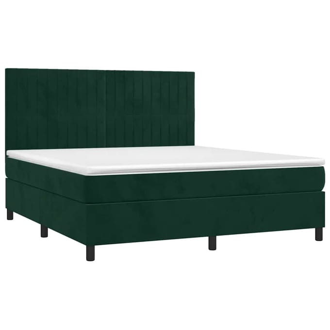 vidaXL - Boxspring - met - matras - fluweel - donkergroen - 180x200 - cm