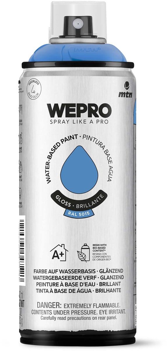 Spuitbus Ral 5015 blauw glans MTN WEPRO WATER-BASED PAINT 400ML