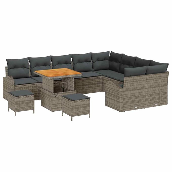 vidaXL Tuin Sofa Set 12 st 11-Aantal zitplaatsen Grijs
