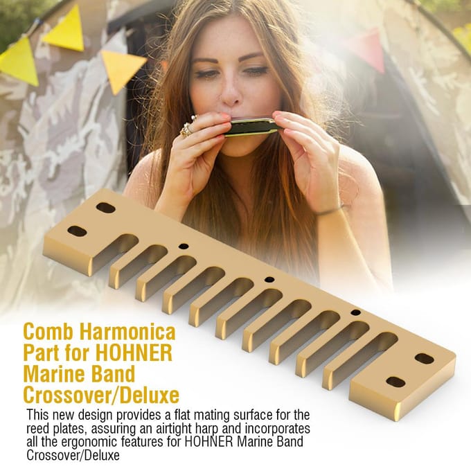 Kam van aluminiumlegering voor Hohner Marine Band Crossover Deluxe (Goud) brown