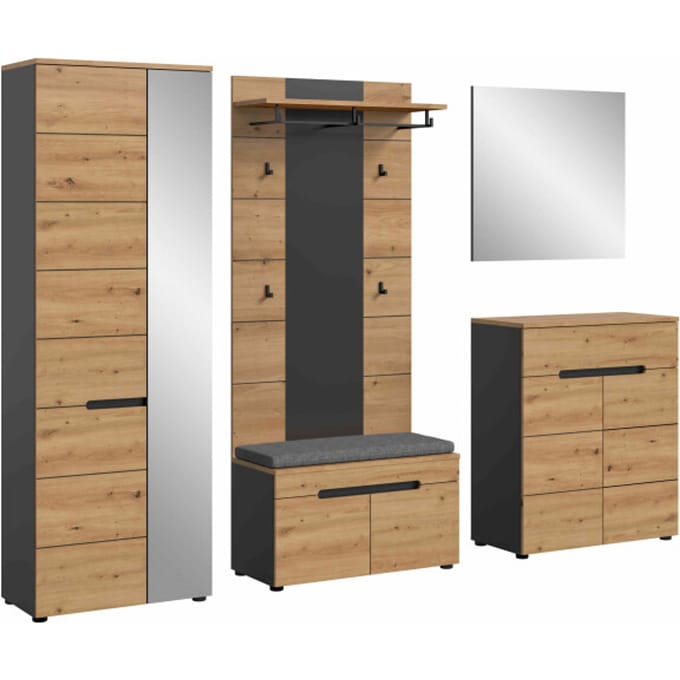 Canu kledingkastcombinatie inclusief zitkussen Artisan NB Basaltgrijs NB - 37x255x190cm