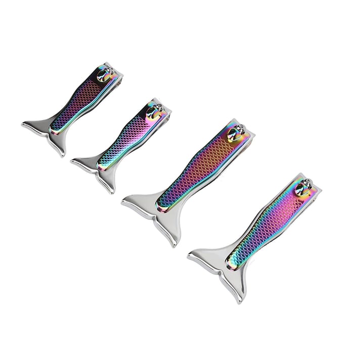 4 stuks Vissenstaart Nagelknipper Set Roestvrij Staal Galvanisch Gecoat Nauwkeurig Knippen Lang Handvat Draagbaar white