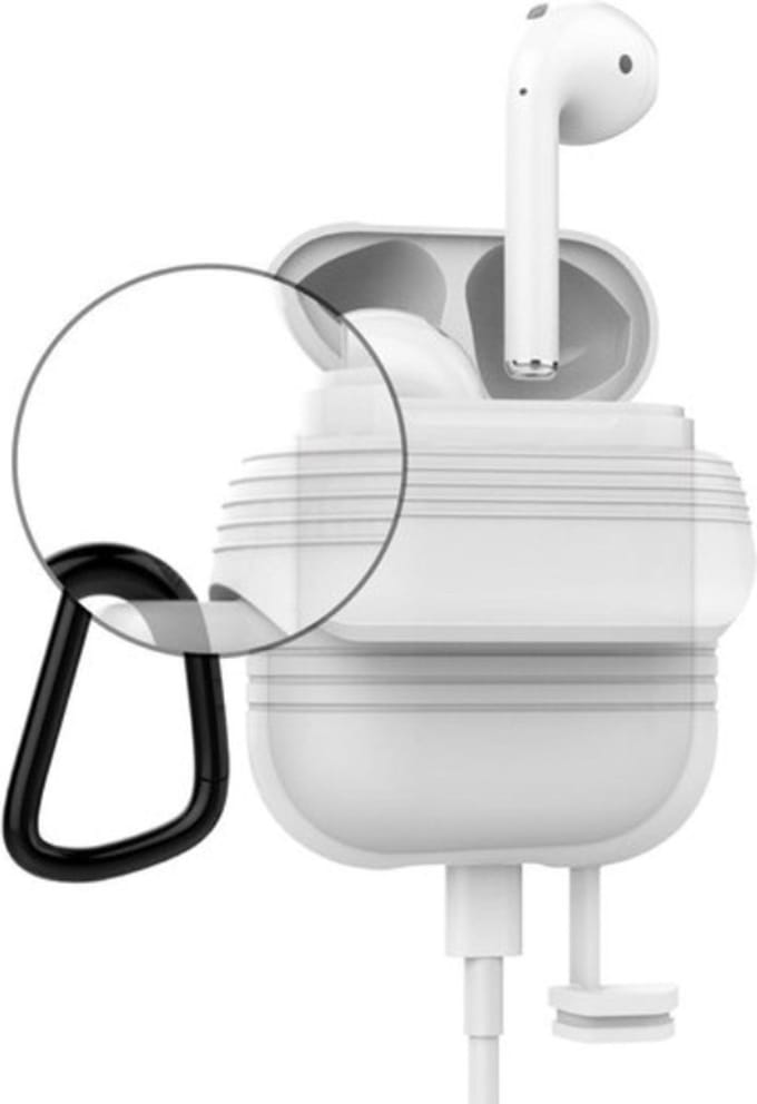Geschikt voor Airpods Hoesje Siliconen Case - IP67 Waterdicht - Wit