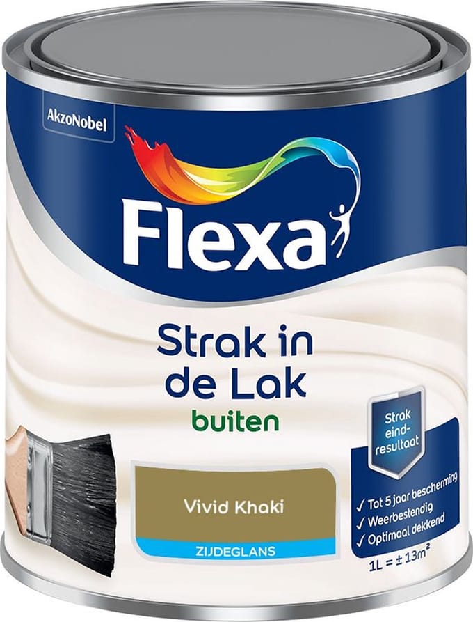 Flexa - Strak In De Lak Buitenlak Zijdeglans - Vivid Khaki - Mengverf - 1 L