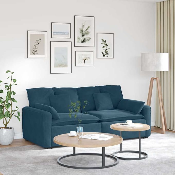 vidaXL - Modulaire - bank - met - kussens - blauw