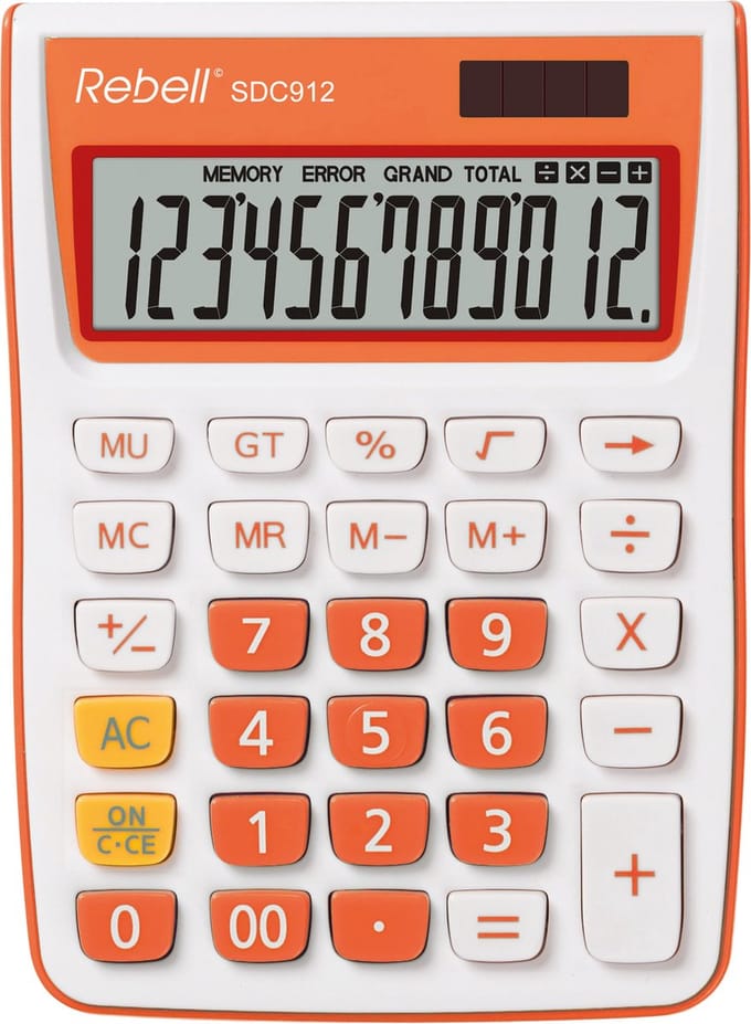 Rebel calculator - SDC912OR BX - wit-oranje - RE-SDC912OR-BX