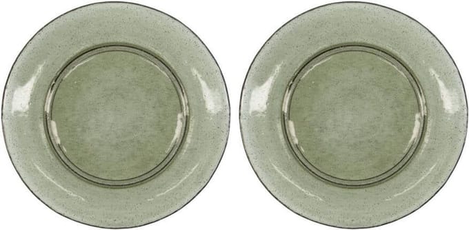 House Doctor Bord Rain groen glas 27cm - 2 stuks
