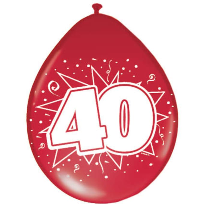 40 Jaar Ballonnen Robijn Rood - 8 stuks