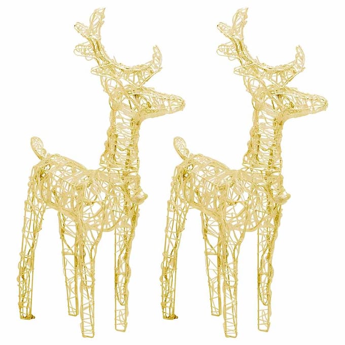 vidaXL - Kerstrendieren - 2 - st - 80 - LED's - acryl - warmwit