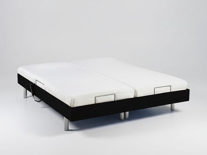 Vente-unique Bed met elektrische lattenbodem hout zwart 2 x 90 x 200 cm