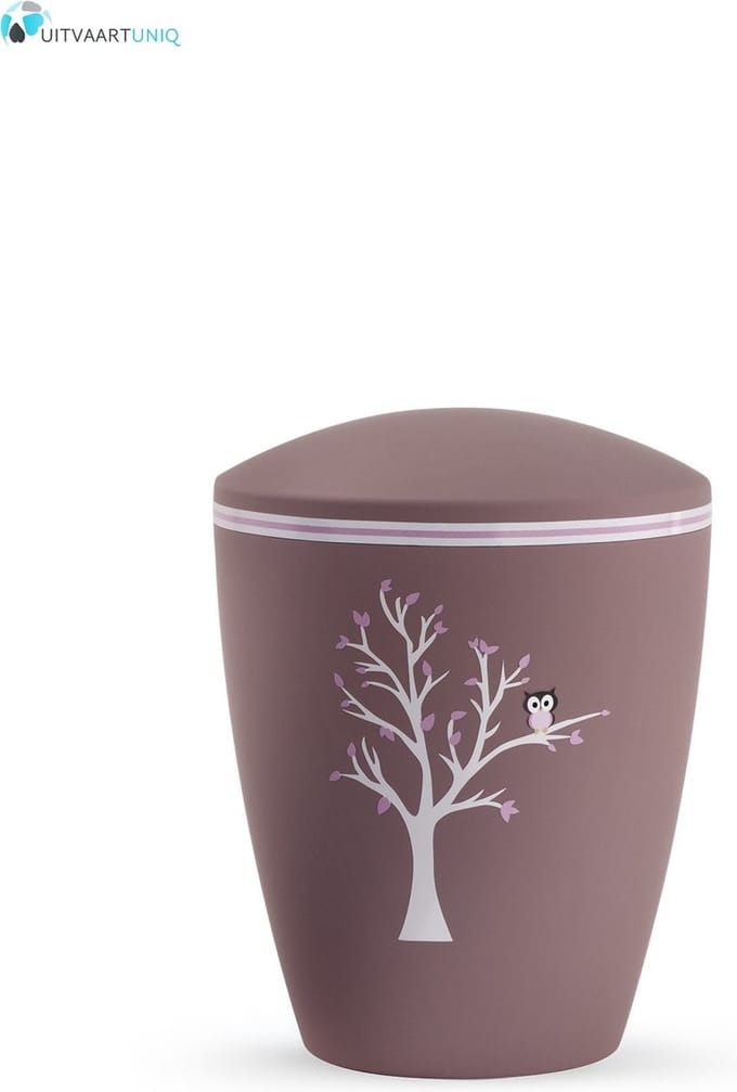 Kinder urn uiltje in boom oud roze - bio