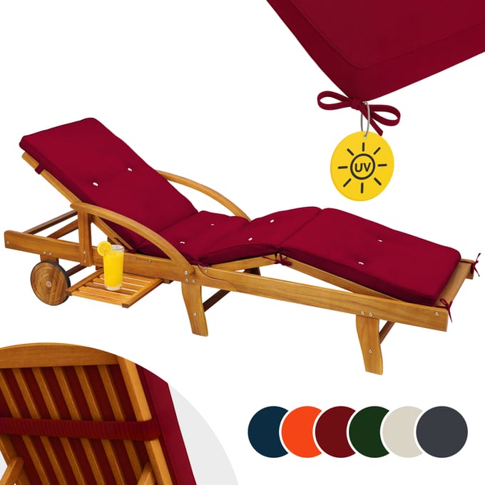 Detex Ligbedkussen - Weerbestendig UV bestendig 195x55x5cm - Rood