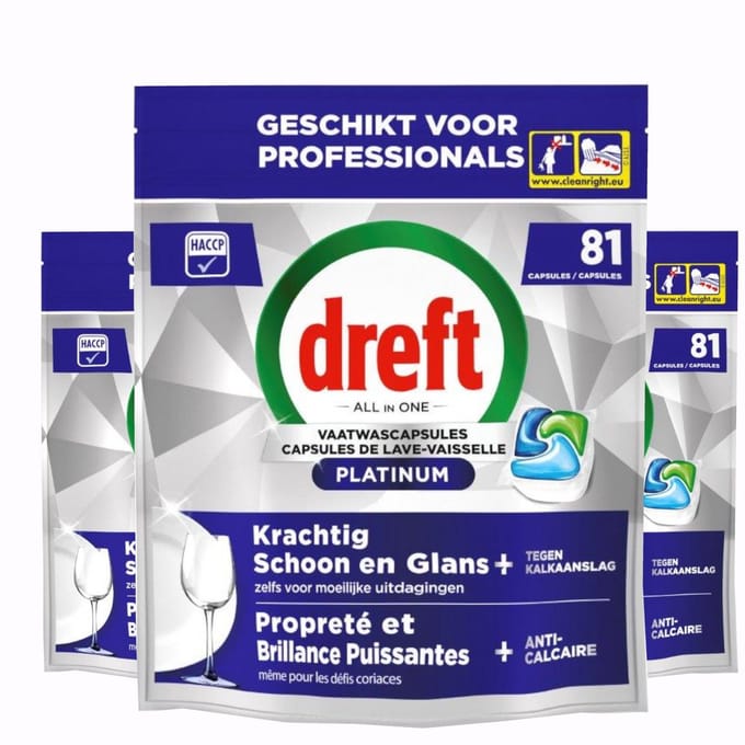 Dreft Platinum Regular All-in One Vaatwastabletten – 243 Tabs (3x81) - Voordeelverpakking