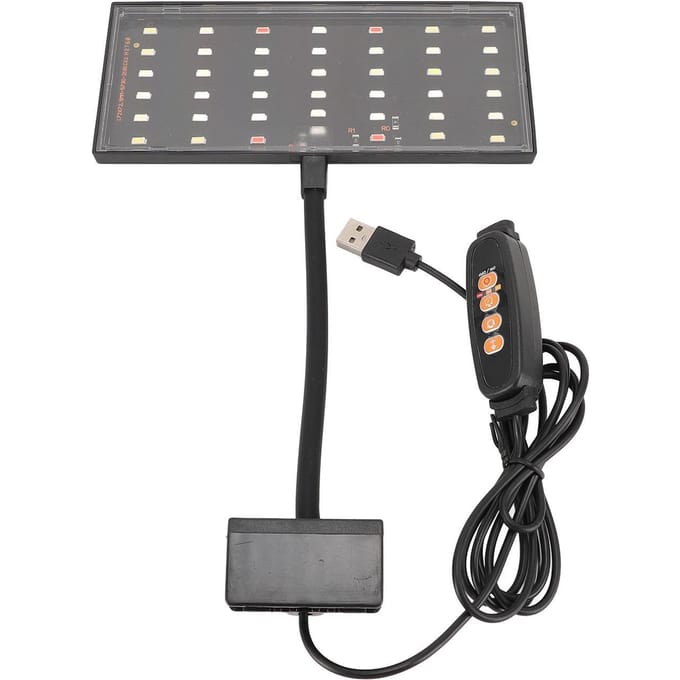Clip-on Aquariumlamp USB-Powered LED Dimbaar 10 Snelheden Helderheid Timerregeling Vissenkom Klem gray