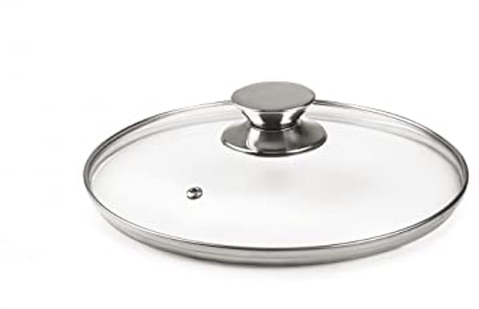 Glazen deksel met roestvrijstalen knop - 28 cm