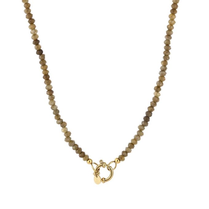 Bijoutheek Collier Glas Kralen Army Green