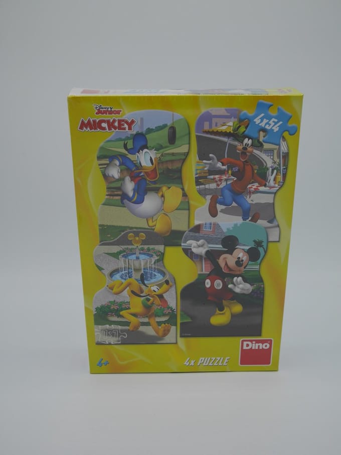 Dino puzzel - Mickey Mouse stad - 4 x 54 stukjes karton speelgoed.