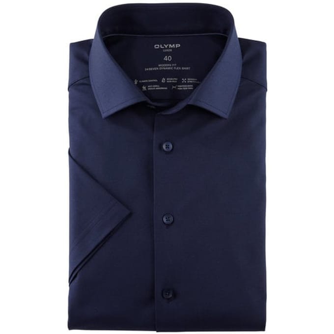 OLYMP Luxor 24/Seven Overhemd, Modern Fit, Global Kent, Marineblauw
