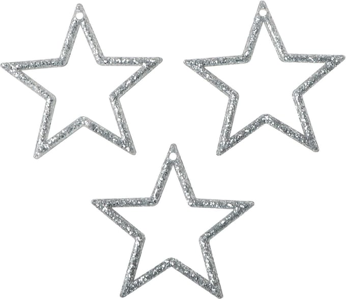 Decoratieve sterren zilveren glitter kerststerren 4,5 cm 120 st, 120 S
