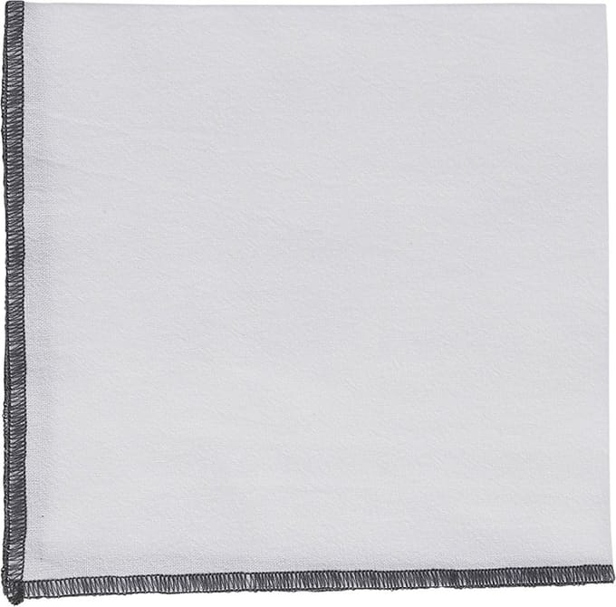 Set van VIER servetten corino wit met zwarte bies - 100% katoen - 35 x 35 cm