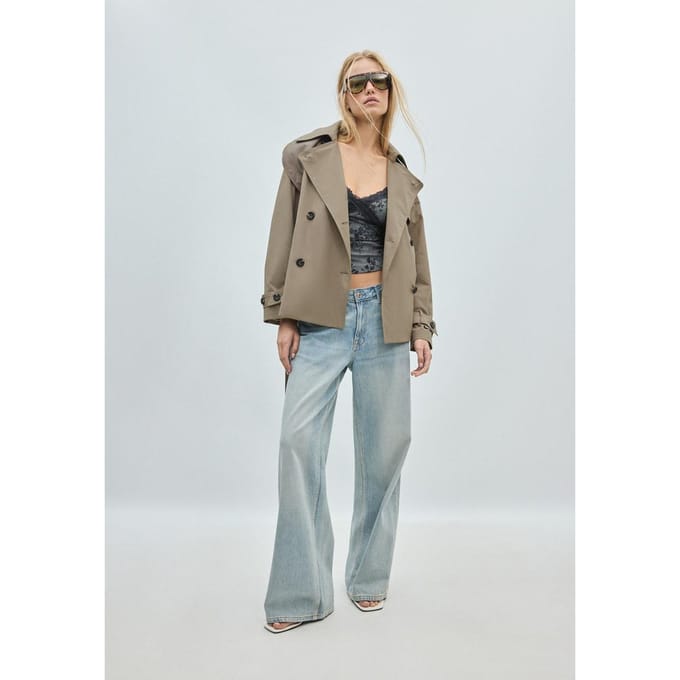 Stradivarius Trenchcoat van normale lengte met hoge kraag  Beige S