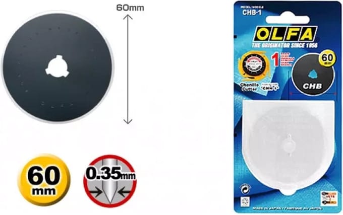 Olfa Reservemes Speciaal voor de Chenille Cutter 60mm