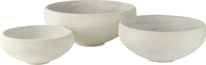 J-Line schaal Vezelklei - keramiek - wit - 3 stuks - Ø 69.5 cm