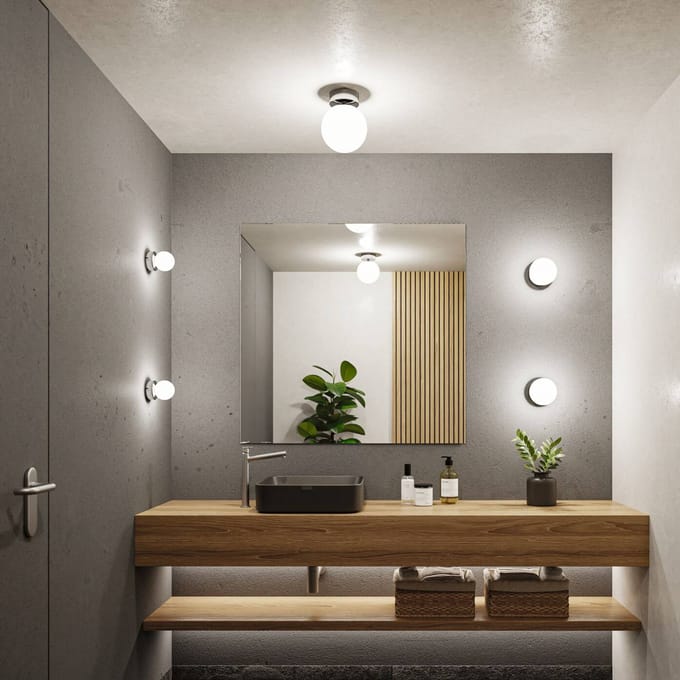 Selection Bathroom Plafondlampen Gove IP44 G9 230V max. 20W dimbaar Chroom, Satijn