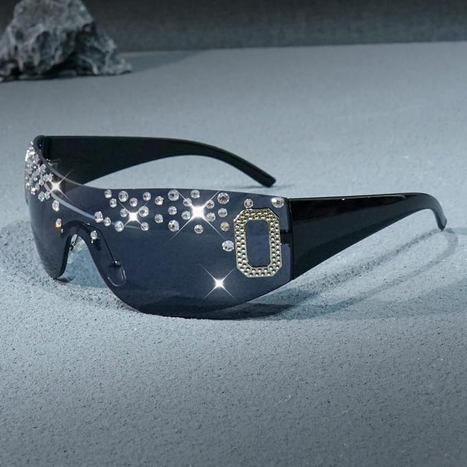 Strass Design Mode Dames Zonnebril Modieuze Buiten Strand elegante duurzame strakke hoge kwaliteit Bril gray