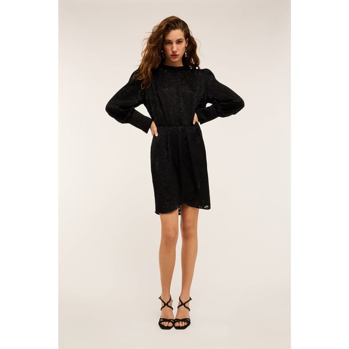 Motivi Devoré Satin Wraparound Mini Dress Black Größe: 36 | Minikleider Outlet | Damen | Schwarz